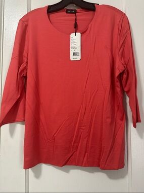 Akris Coral Long-Sleeve Scoop Neck Top